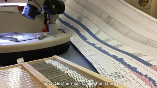 Gesteinsproben und Diagramm - Erforschung des Untergrundes für Tiefe Geothermie