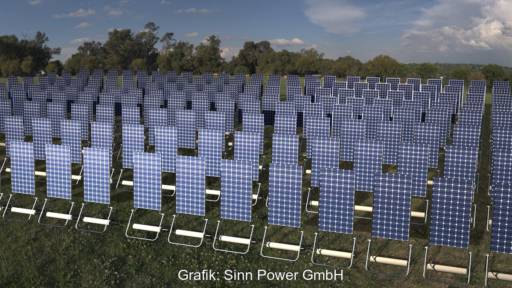 Im Bild: kippbare Photovoltaik-Module von Sinn Power SKipp