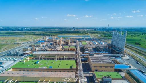 Im Bild das Werk des chinesischen Herstellers Tongwei, der laut Bernreuter Research seine führende Position in der Polysilizium-Industrie ausgebaut hat.