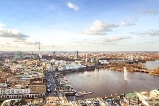 Luftbild Hamburgs mit Binnenalster.