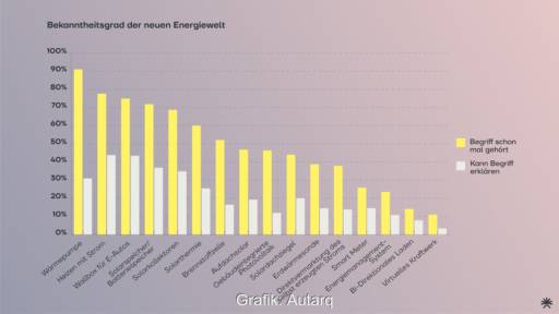 Balkendiagramm zeigt den Anteil der Befragten, die die jeweiligen Energiewende-Begriffe kennen.