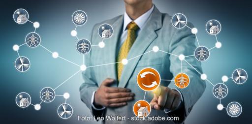 Zu sehen ist eine symbolische Darstellung für die Digitalisierung der Energiewende.