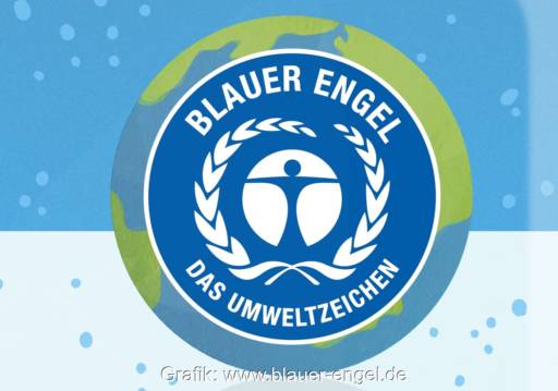 Im Bild das bekannte „Blauer Engel“ Logo, mit dem jetzt auch Wärmepumpen ausgezeichnet werden.
