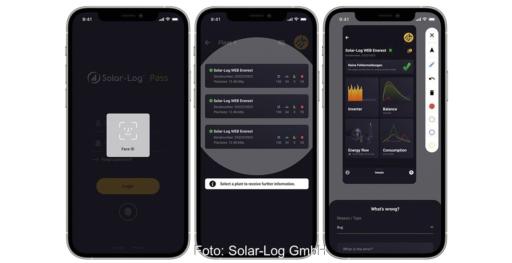 In der neuen Version der Photovoltaik-Monitoring-App Enerest ToGo von Solar-Log können sich die Benutzer:innen mit einem biometrische Login anmelden.