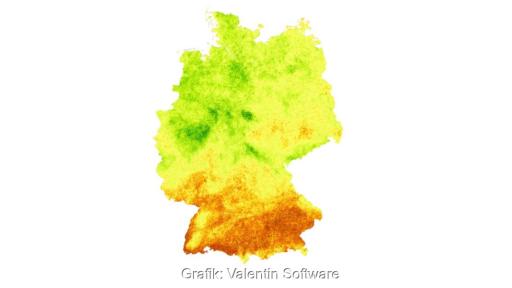 Karte von Deutschland mit Solar-Potenzial