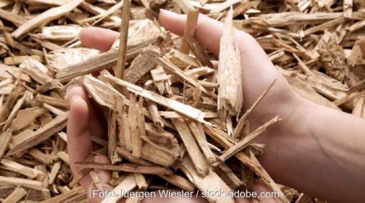 Zu sehen ist eine Hand, die Hackschnitzel in den Händen hält. Die VDI-Richtlinie 3464 Blatt 2 beschreibt Maßnahmen zur korrekten Lagerung von Holzhackschnitzeln