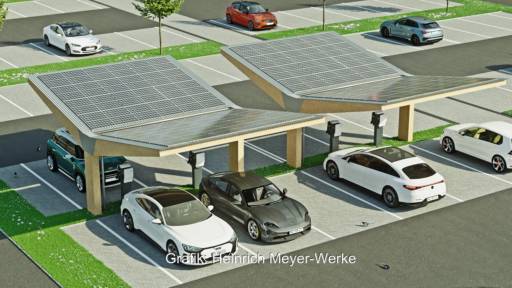 Im Bild eine Animation des Photovoltaik-Carports von HM Carport.