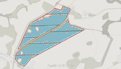 Im Bild der Modulbelegungsplan vom Agri-Photovoltaik-Park in den Gemeinden Bobitz und Metelsdorf in Mecklenburg-Vorpommern.