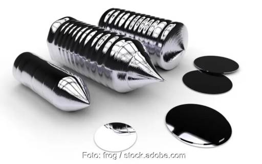 Im Bild Siliziumingots, das Forschungsprojekt Resilex will diese aus Abfällen und recyceltem Material herstellen.