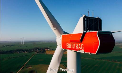 Im Bild eine Windenergieanlage im Verbundkraftwerk Uckermark von Enertrag, das Unternehmen hat sich einen Kredit von der Commerzbank gesichert.