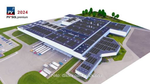 Im Bild eine grafische Darstellung von PV*SOL Premium, Neuerungen zeigt Valentin Software auf der Intersolar.