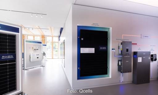 Im Bild der Photovoltaik-Showroom von Qcells in Berlin.