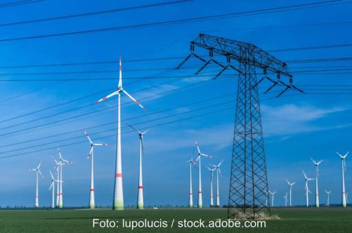 Windpark neben Strommast