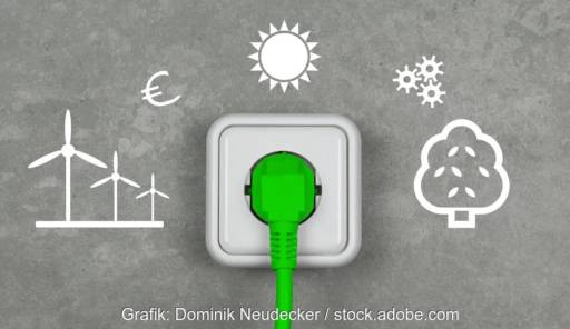 Im Bild ein grüner Stecker als Symbol für das Balkonkraftwerk Solarflow Hyper 2000 von Zendure.