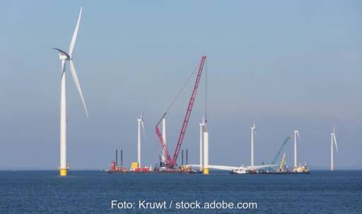 Im Bild der Bau eines Offshore-Windparks.