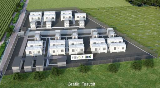 Im Bild eine Grafik, die den geplanten Großspeicher bei Worms illustriert.