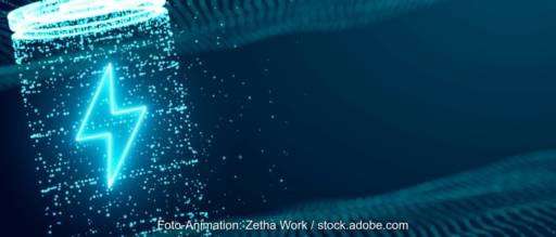 Foto-Animation zeigt eine Batterie mit Ladezsuatdnsanzeige.