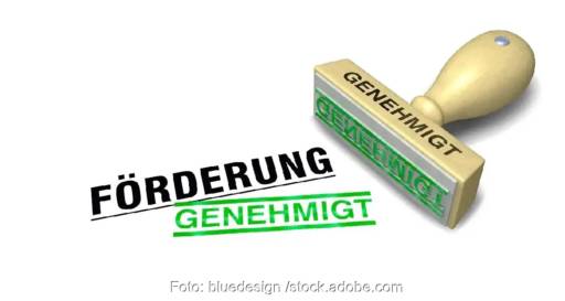 Im Bild ein Stempel mit der Aufschrift genehmigt, die Heizungsförderung BEG ist nun auch wieder für Unternehmen offen.