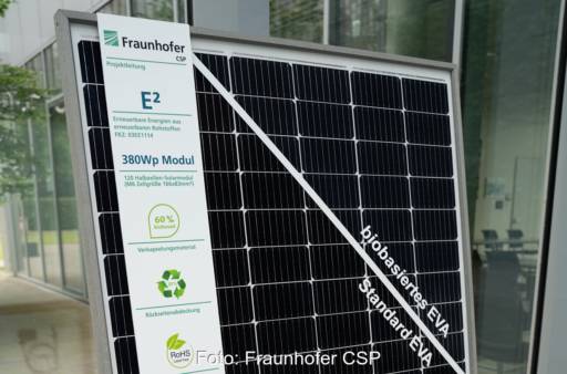 Im Bild das Photovoltaik-Modul aus nachwachsenden Rohstoffen, das das Fraunhofer CSP entwickelt hat.