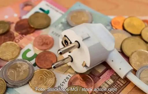 Im Bild ein Stecker auf Geldscheinen und Münzen als Symbol für die Festlegung der Bundesnetzagentur zur fairen Verteilung von Netzkosten aus der Integration Erneuerbarer Energien.