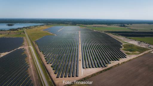 Im Bild der 200-MW-Photovoltaik-Solarpark Przykona in Polen, der mit Solarmodulen von Trinasolar ausgestattet ist.
