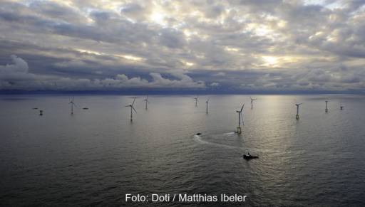 Alpha Ventus, ein Windtestfeld in der Nordsee, dient der Erforschung der Offshore-Elektrolyse.