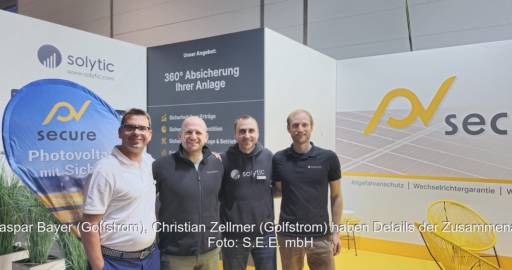 Vertreter von S.E.E. und Golfstrom vereinbaren Zusammenarbeit von PV Secure, Solytic und Golfstrom Energy.