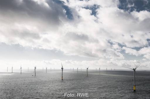 Offshore-Windpark im Schwarz-Weiß-Licht.