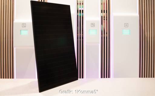 Das Full Black Doppelglas Solarmodul im Bild ist das neue Photovoltaik-Modul von 1Komma5°.