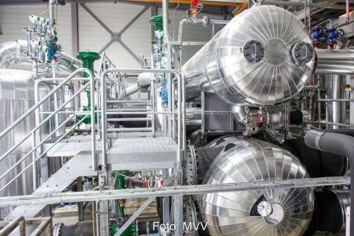 Flusswärmepumpe im Anlagenhaus.