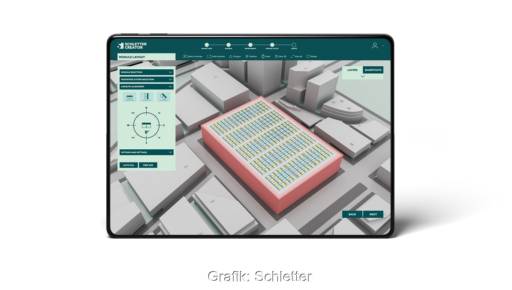 Im Bild das Photovoltaik-Planungstool Schletter Creator auf einem Bildschirm.
