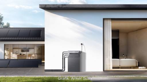 Im Bild eine Installation mit dem Balkonspeicher Solarbank 3 Pro von Anker Solix.