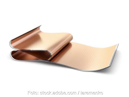 Grafik eines Dünnschichtbogens mit Kupfer.