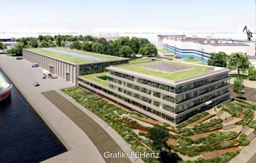 Eine Grafik zeigt, wie das Rostock Offshore Quartier aussehen soll.