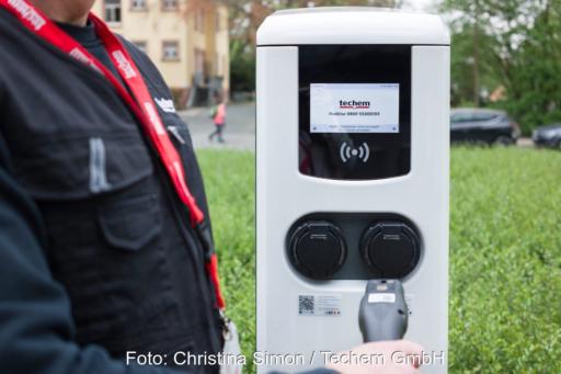 Techem Ladesäule Frontansicht