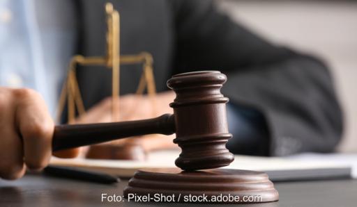 Richter unscharf im Hintergrund mit Richterstock als Symbol für den Streit um Senec-Speicher.