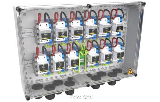 Im Bild einer der Anschlusskästen für Photovoltaik-Anlagen von Citel.