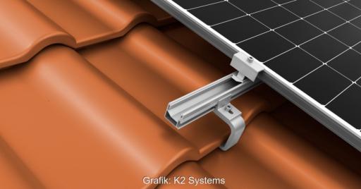 Im Bild der neue Dachhaken von K2 Systems.