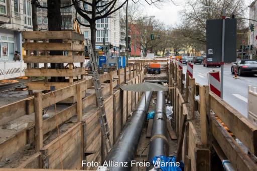 Bauarbeiten an einem Fernwärmenetz in Berlin.