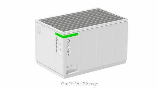 Eine graue Box - die Redox-Flow-Batterie im Komplettsystem