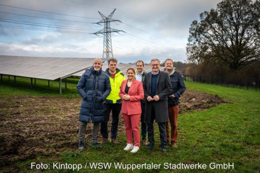 Die Verantwortlichen stehen an der Fläche für den Solarpark.