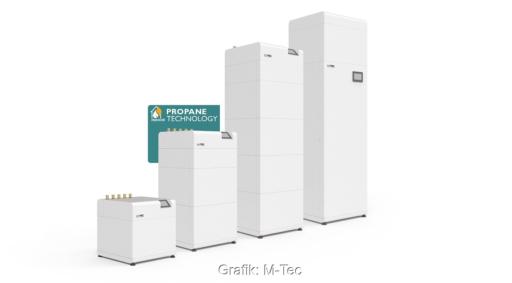 Im Bild die neue Propan-Wärmepumpe von M-Tec in verschiedenen Modulanzahlen.
