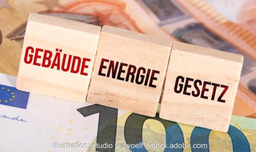Würfen mit der Aufschrift Gebäudeenergiegesetz, die Eckpunkte für das geplante Nachfolgegesetz namens Gebäudemodernisierungsgesetz liegen vor.