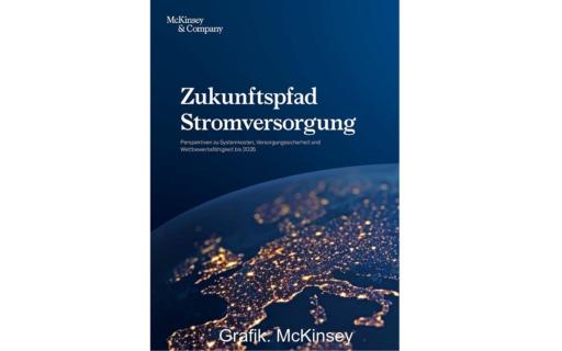 Das Cover der Studie Zukunftspfad Stromversorgung von McKinsey, laut Studie bleiben die Strompreise in Deutschland strukturell hoch.