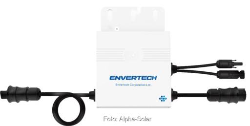 Im Bild der der Envertech Microwechselrichter EVT-300, der bei Alpha-Solar zu haben ist.