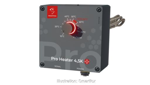 Im Bild der Photovoltaik-Heizstab Smartfox Pro Heater +, der Photovoltaik-Stromüberschüsse für die Warmwasserbereitung nutzt.