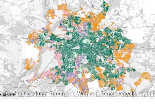 Im Bild eine Berlinkarte mit der kommunalen Wärmeplanung für Wärmenetze, Bürgerinitiativen können Quartierswärmenetze betreiben.
