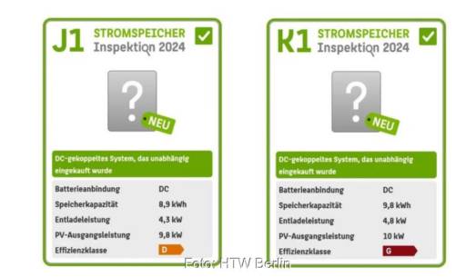 Screenshot zeigt die beiden Label mit Daten der getesteten Speichersysteme.