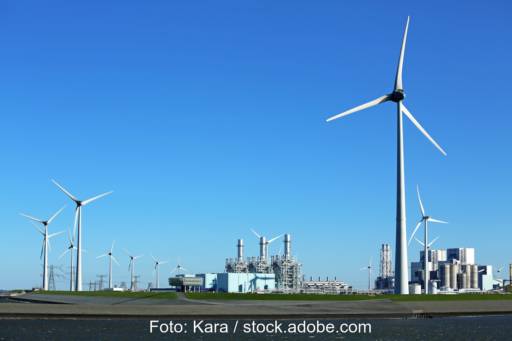 Gaskraftwerke mit Windkraftanlagen