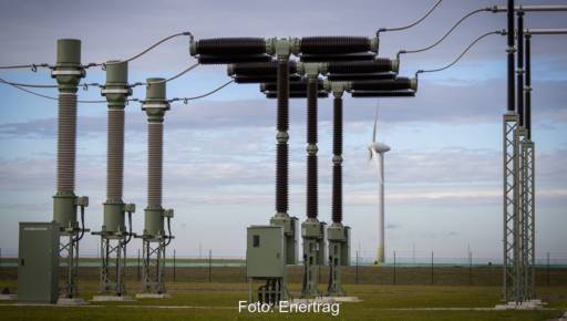 Im Bild das Umspannwerk Bertikow, an dem 50Hertz und Enertrag das Pilotprojekt zur Blindleistungsbereitstellung errichten.